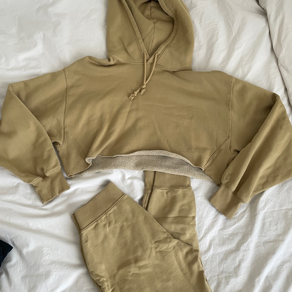 Aritzia Tan Hoodie and Joggers Set
